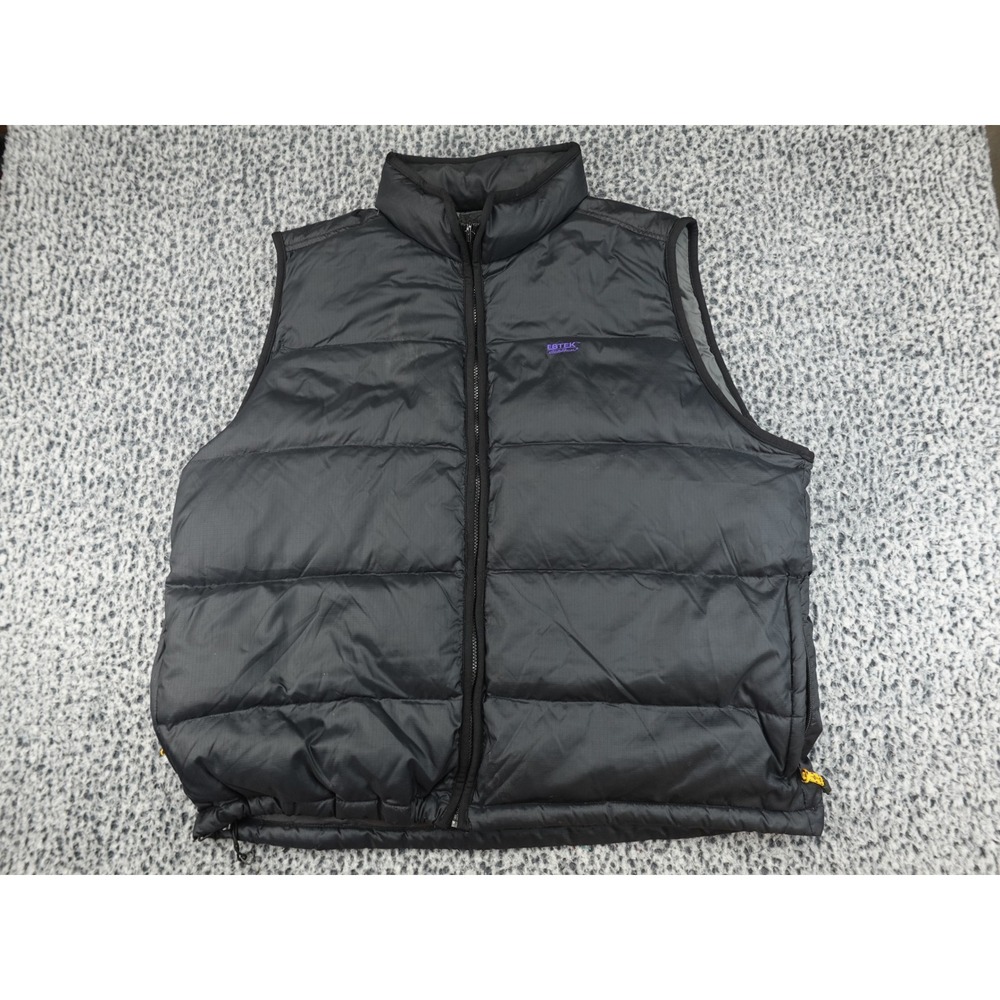 Eddie Bauer EBTEK Puffer Vest Mens XLT Black Goose Down Ripstop Vintage 90s